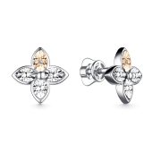 Серьги из серебра с золотой вставкой и бриллиантами