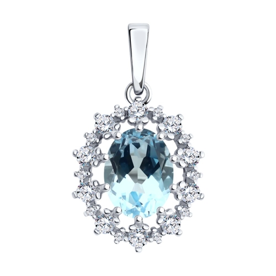 Серьги из серебра с топазами и фианитами