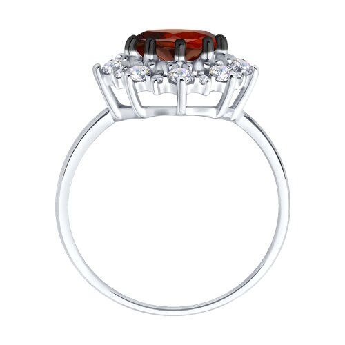 Кольцо из серебра с раухтопазом и фианитами