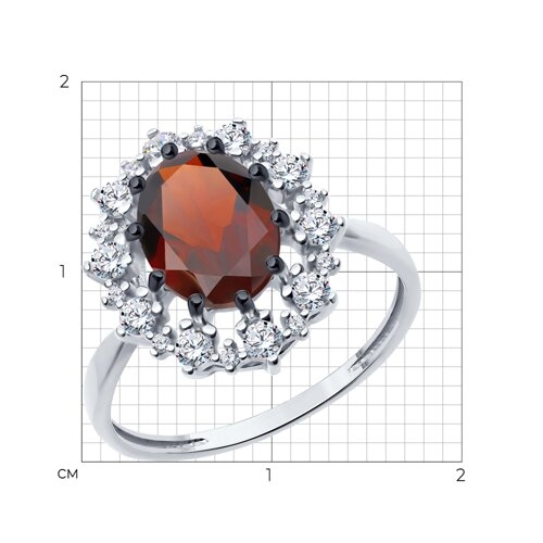 Кольцо из серебра с раухтопазом и фианитами