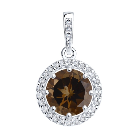 Кольцо из серебра с раухтопазом и фианитами