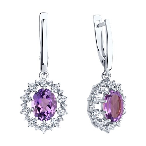 Серьги из серебра с фианитами