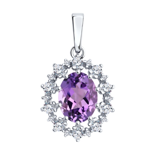 Серьги из серебра с аметистами и фианитами