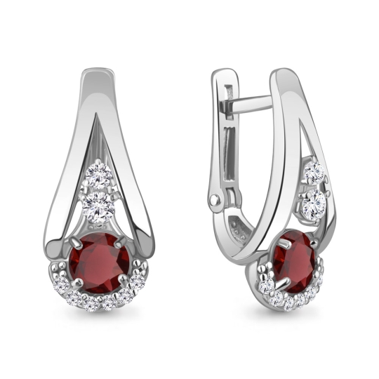 Кольцо из серебра с гранатом и фианитами