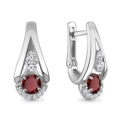 Серьги из серебра с гранатами и фианитами