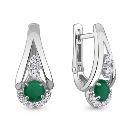 Кольцо из серебра с агатом и фианитами