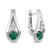 Серьги из серебра с агатами и фианитами