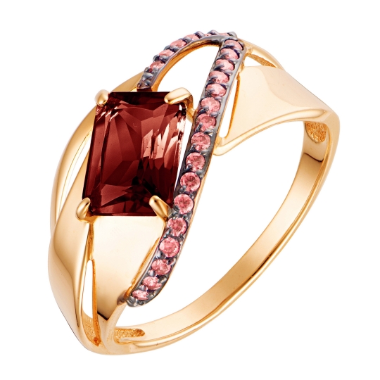 Серьги из золота с гранатами и фианитами