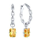 Серьги-трансформеры из серебра с фианитами