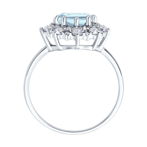 Кольцо из серебра с раухтопазом и фианитами