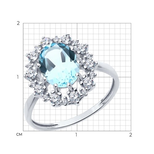 Кольцо из серебра с раухтопазом и фианитами