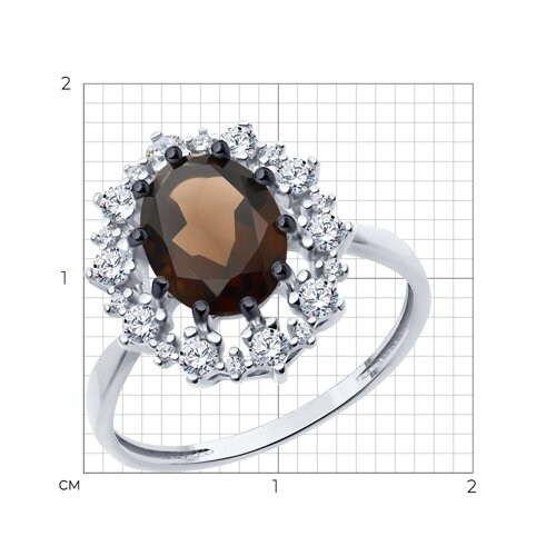 Серьги из серебра с раухтопазами и фианитами