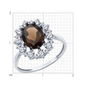 Кольцо из серебра с раухтопазом и фианитами