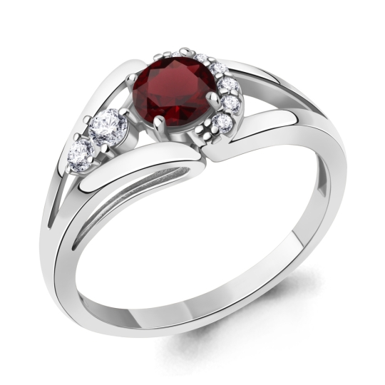 Кольцо из серебра с цитрином и фианитами