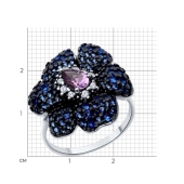 Кольцо из серебра с аметистом и фианитами