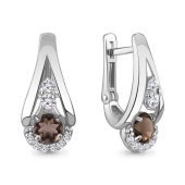 Серьги из серебра с раухтопазами и фианитами