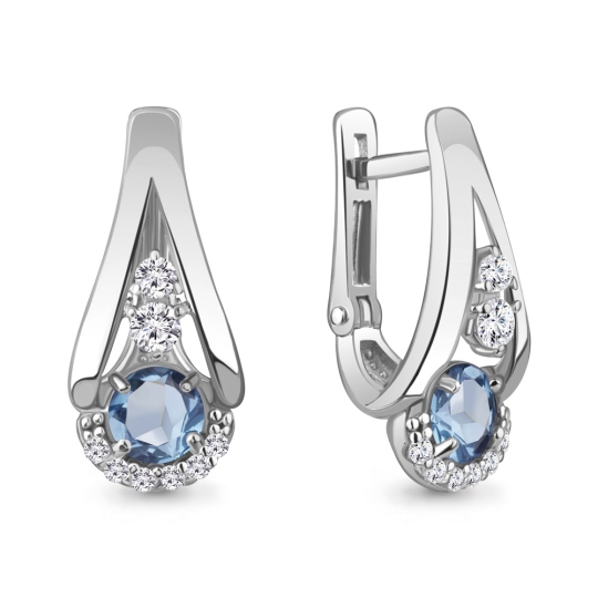 Серьги из серебра с цитринами и фианитами