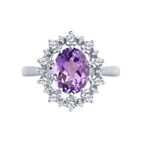 Серьги из серебра с аметистами и фианитами