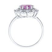 Кольцо из серебра с аметистом и фианитами