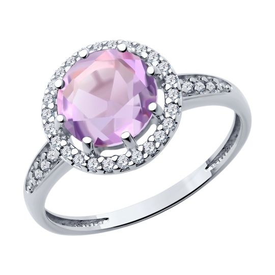 Кольцо из серебра с раухтопазом и фианитами