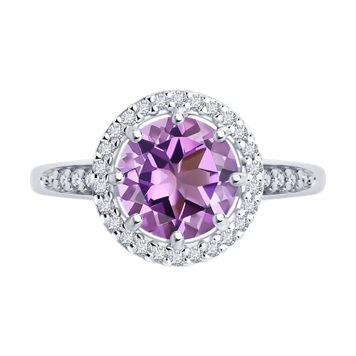 Кольцо из серебра с раухтопазом и фианитами