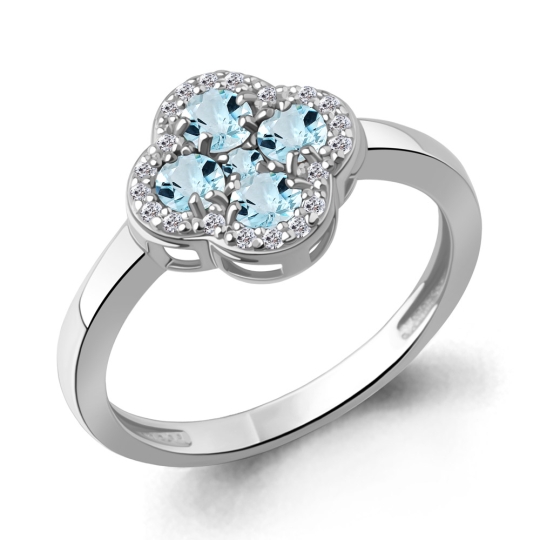 Кольцо из серебра с топазами London и фианитами