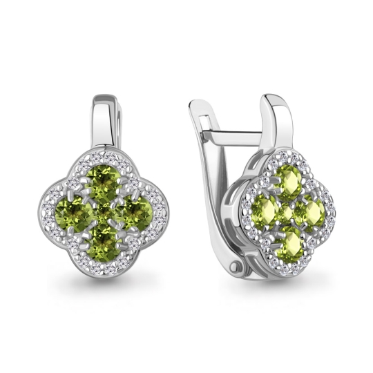 Браслет из серебра с хризолитами и фианитами