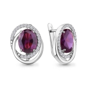 Серьги из серебра с ювелирными кристаллами и фианитами