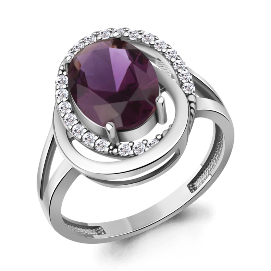 Серьги из серебра с ювелирными кристаллами и фианитами