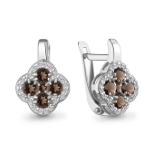 Серьги из серебра с раухтопазами и фианитами