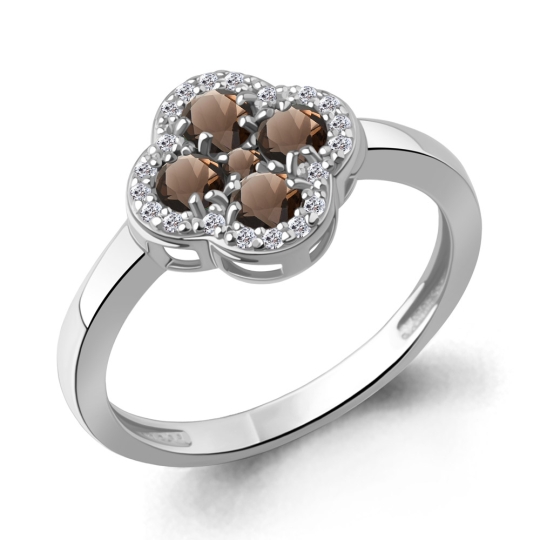 Кольцо из серебра с золотой вставкой и бриллиантом