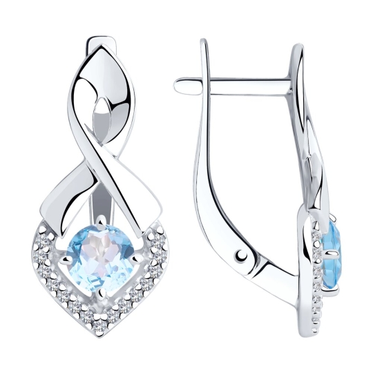 Кольцо из серебра с топазом и фианитами