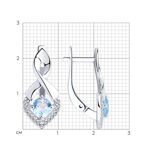 Кольцо из серебра с топазом и фианитами