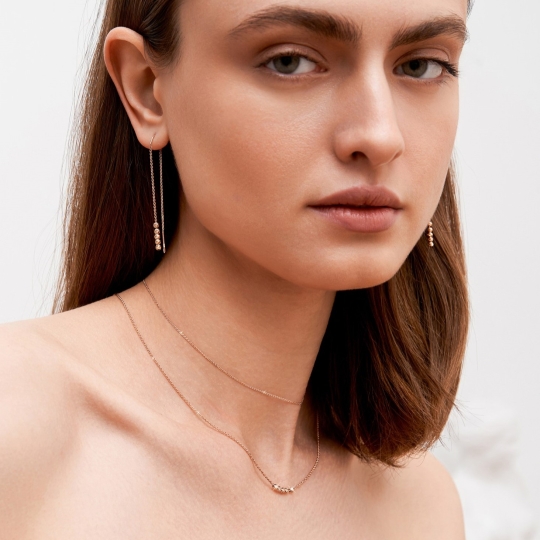 Серьги из золота с гранатами и фианитами