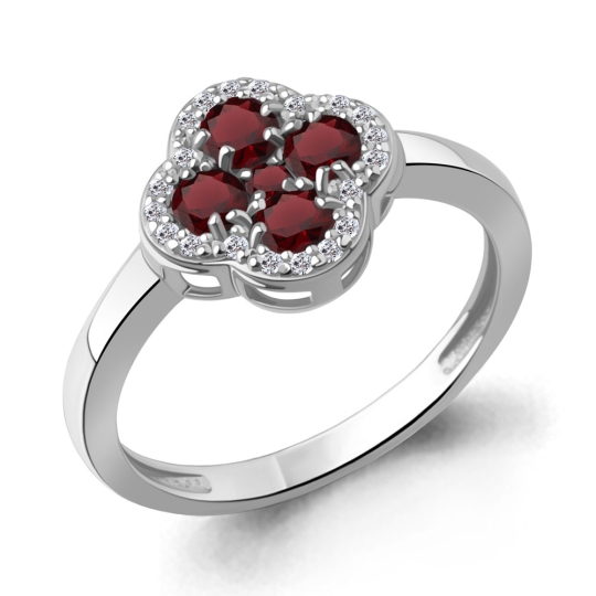 Кольцо из серебра с позолотой, жемчугом и фианитами