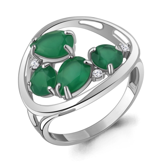 Кольцо из керамики с серебряной вставкой и фианитом