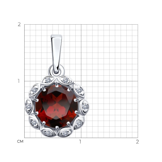 Серьги из серебра с гранатами и фианитами