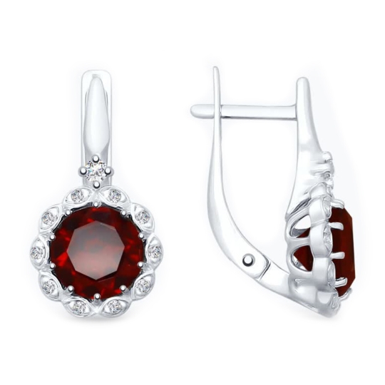 Серьги из серебра с фианитами