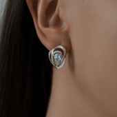 Серьги из серебра с топазами и фианитами