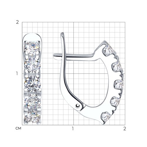 Серьги из серебра с фианитами