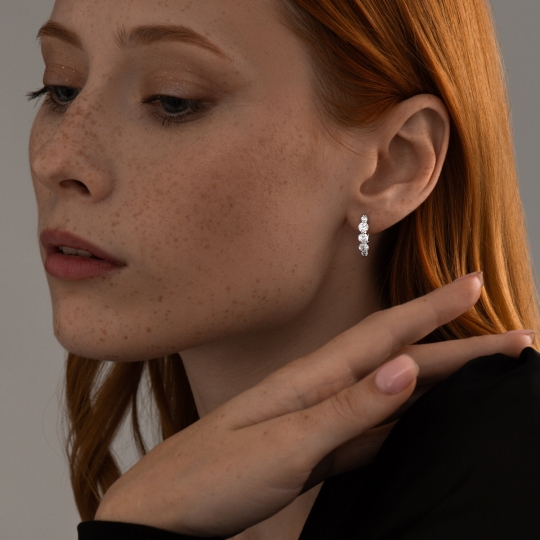 Серьги из серебра с малахитом и фианитами