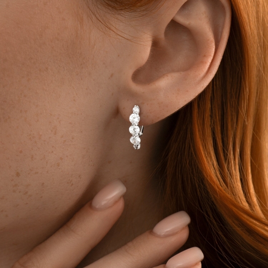 Серьги из серебра с малахитом и фианитами