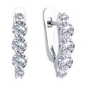 Серьги из серебра с фианитами