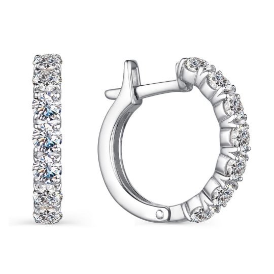 Серьги из серебра с ювелирными кристаллами и фианитами