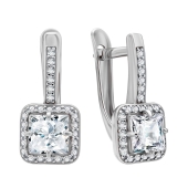 Серьги из серебра с фианитами
