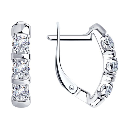 Серьги из серебра с фианитами