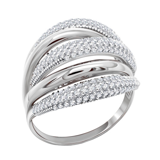 Кольцо из серебра с гранатом и фианитами