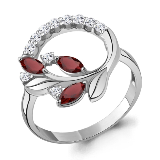 Кольцо из серебра с агатами и фианитами