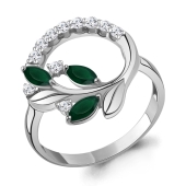 Кольцо из серебра с агатами и фианитами