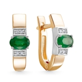 Серьги из золота с бриллиантами и изумрудами